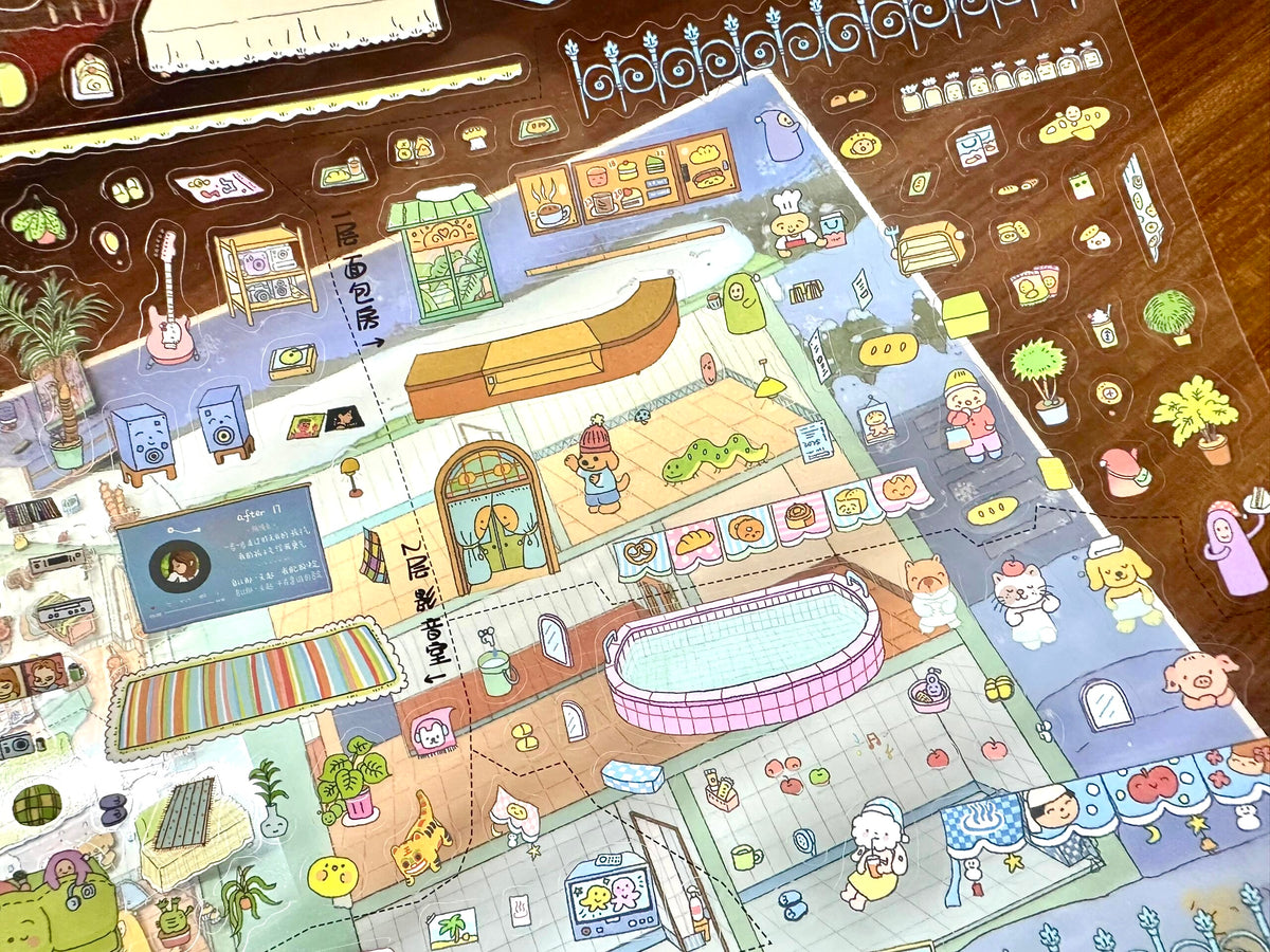 3D Landscape Sticker Monster Apartment Winter Apartment