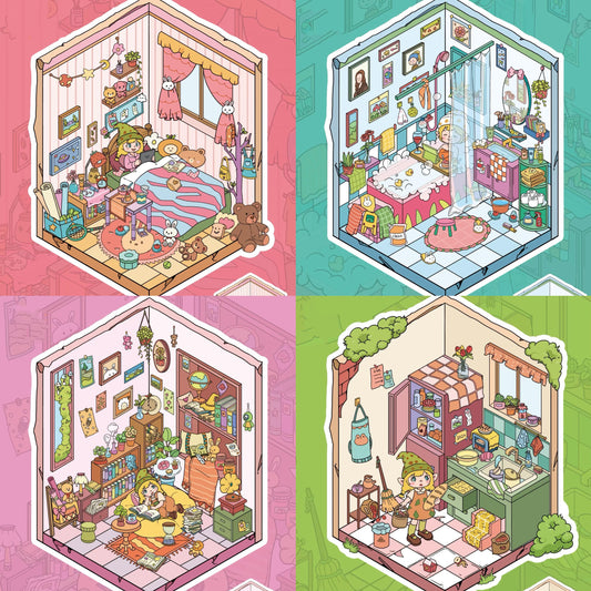 DIY Baobao’s Slacker Life 3D Miniature Scene Sticker