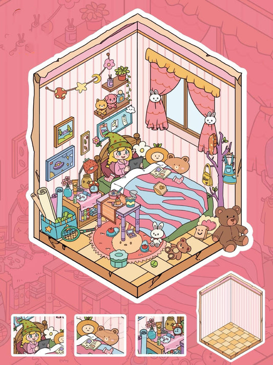 DIY Baobao’s Slacker Life 3D Miniature Scene Sticker