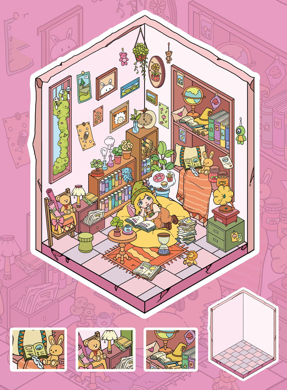 DIY Baobao’s Slacker Life 3D Miniature Scene Sticker