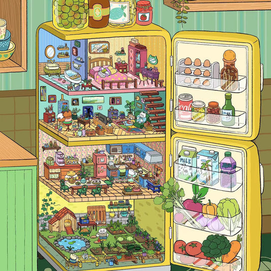 DIY Mini World in the Fridge Mushroom Magic House Big Size Stickers