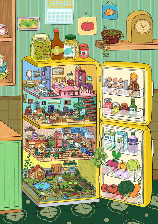 DIY Mini World in the Fridge Mushroom Magic House Big Size Stickers