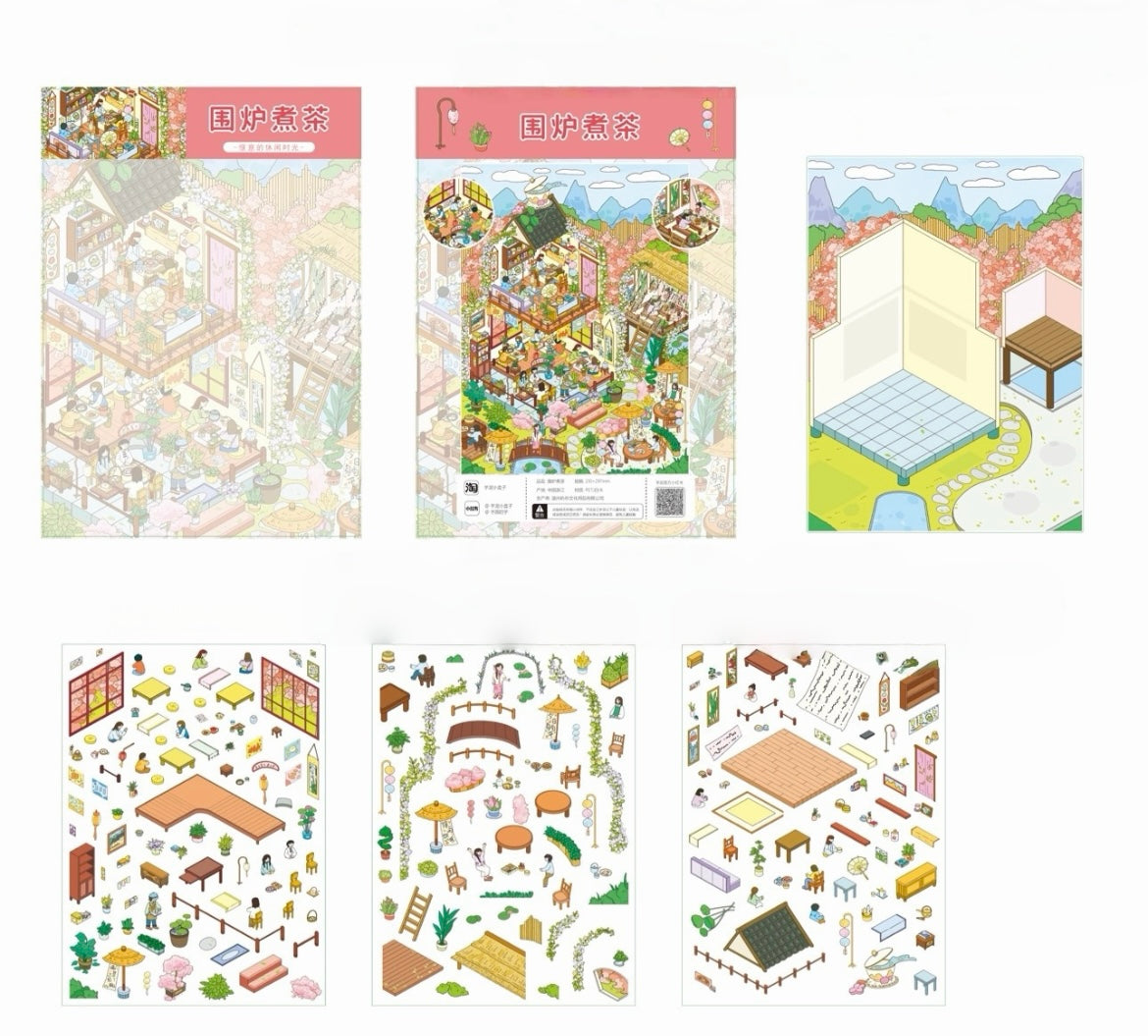 DIY Japanese Street View Nine Jobs 3D Sticker Scene