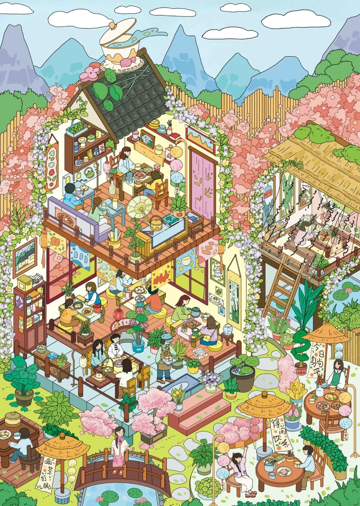 DIY Japanese Street View Nine Jobs 3D Sticker Scene