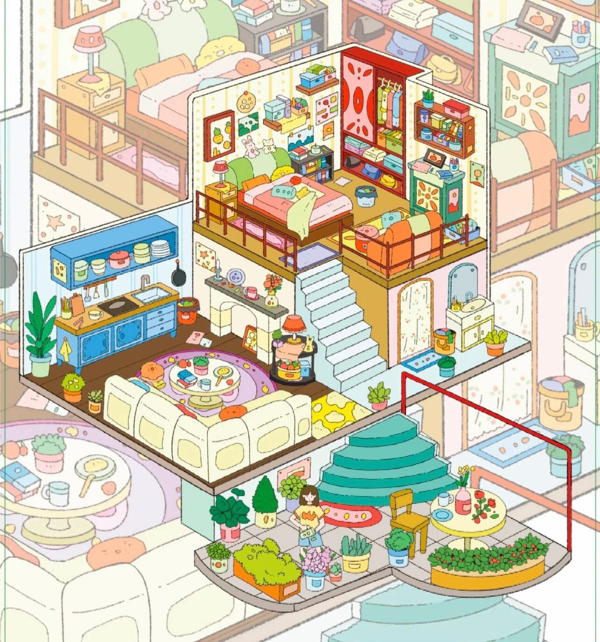 DIY Japanese Street View Nine Jobs 3D Sticker Scene