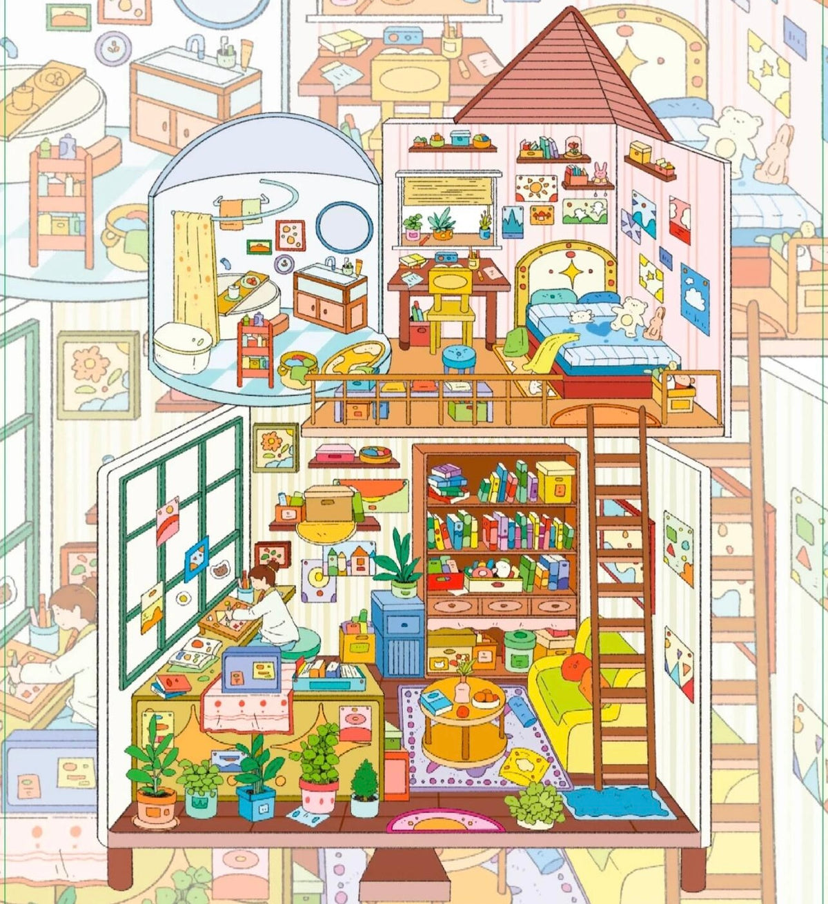 DIY Japanese Street View Nine Jobs 3D Sticker Scene