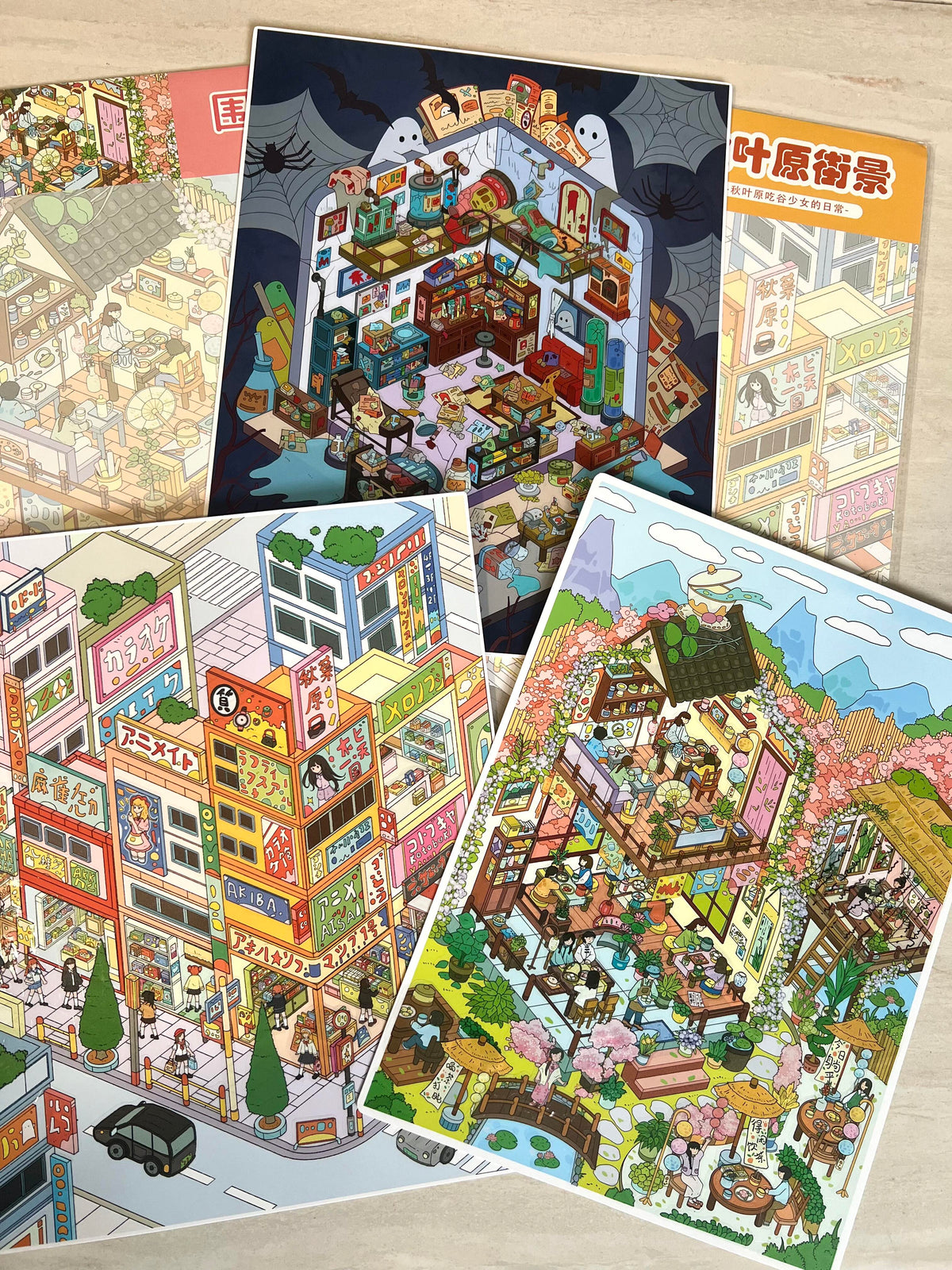 DIY Japanese Street View Nine Jobs 3D Sticker Scene