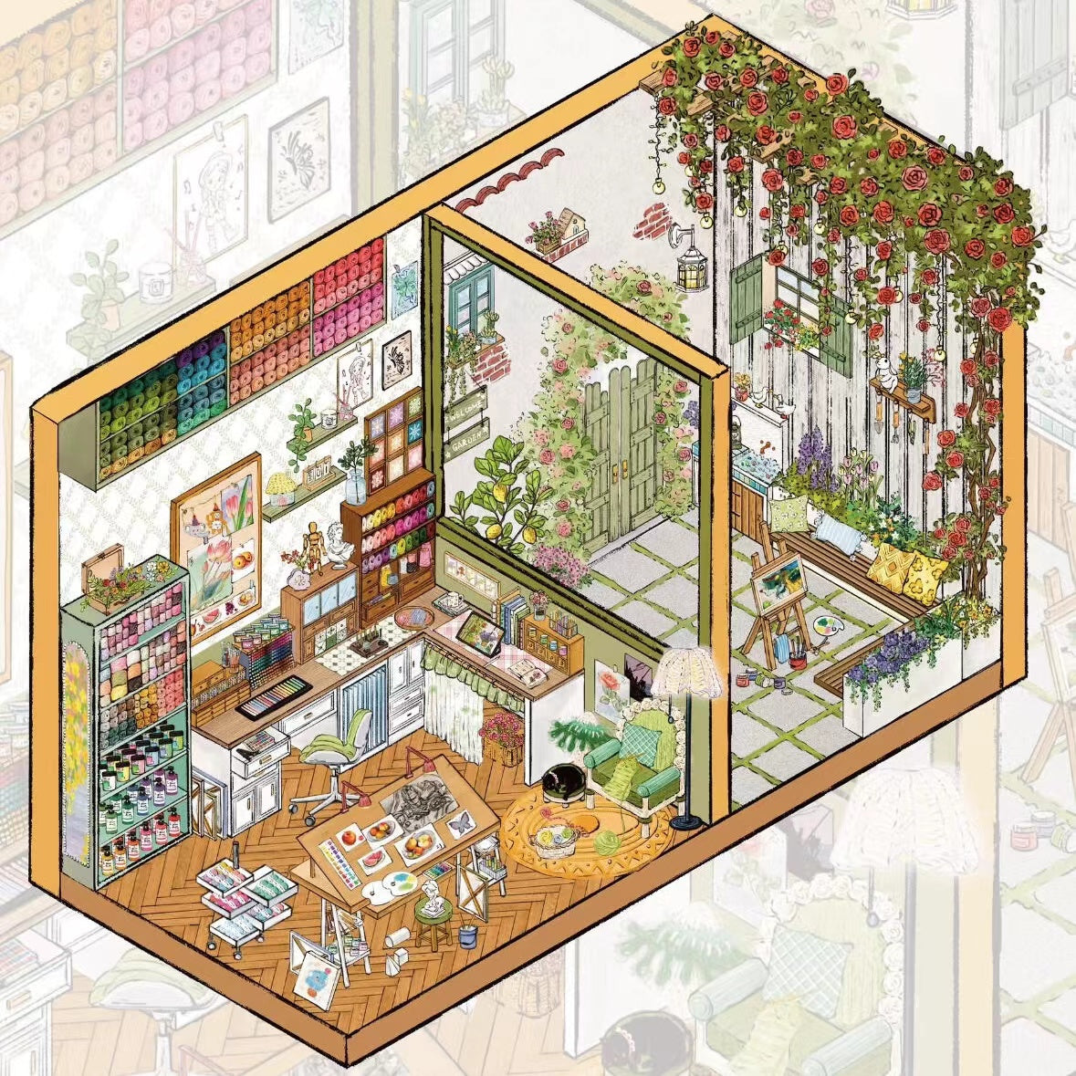 DIY Cottagecore Living 3D Sticker Scene