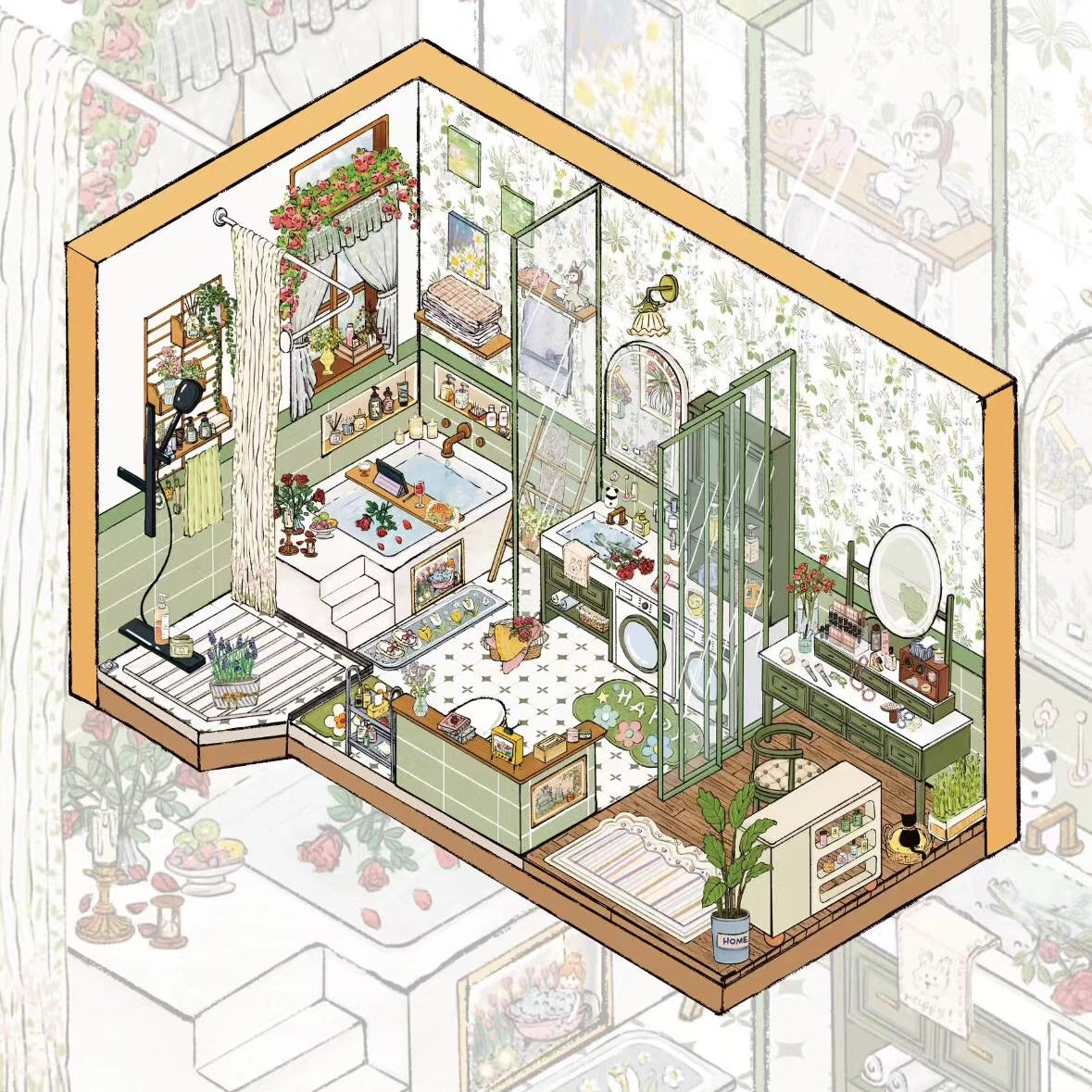DIY Cottagecore Living 3D Sticker Scene