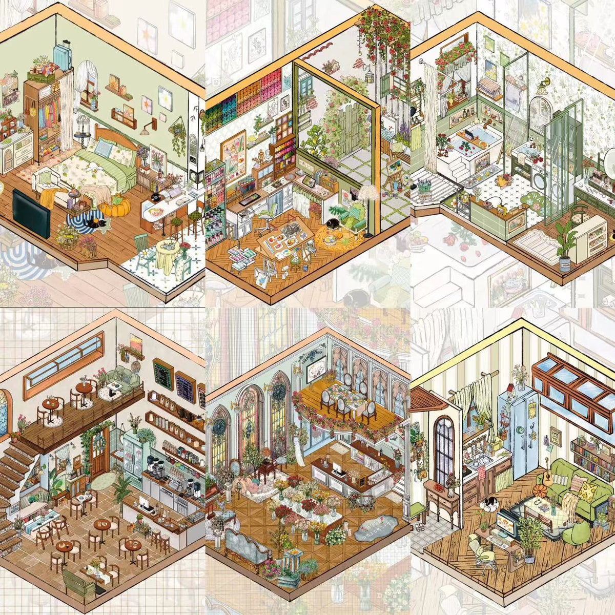 DIY Cottagecore Living 3D Sticker Scene