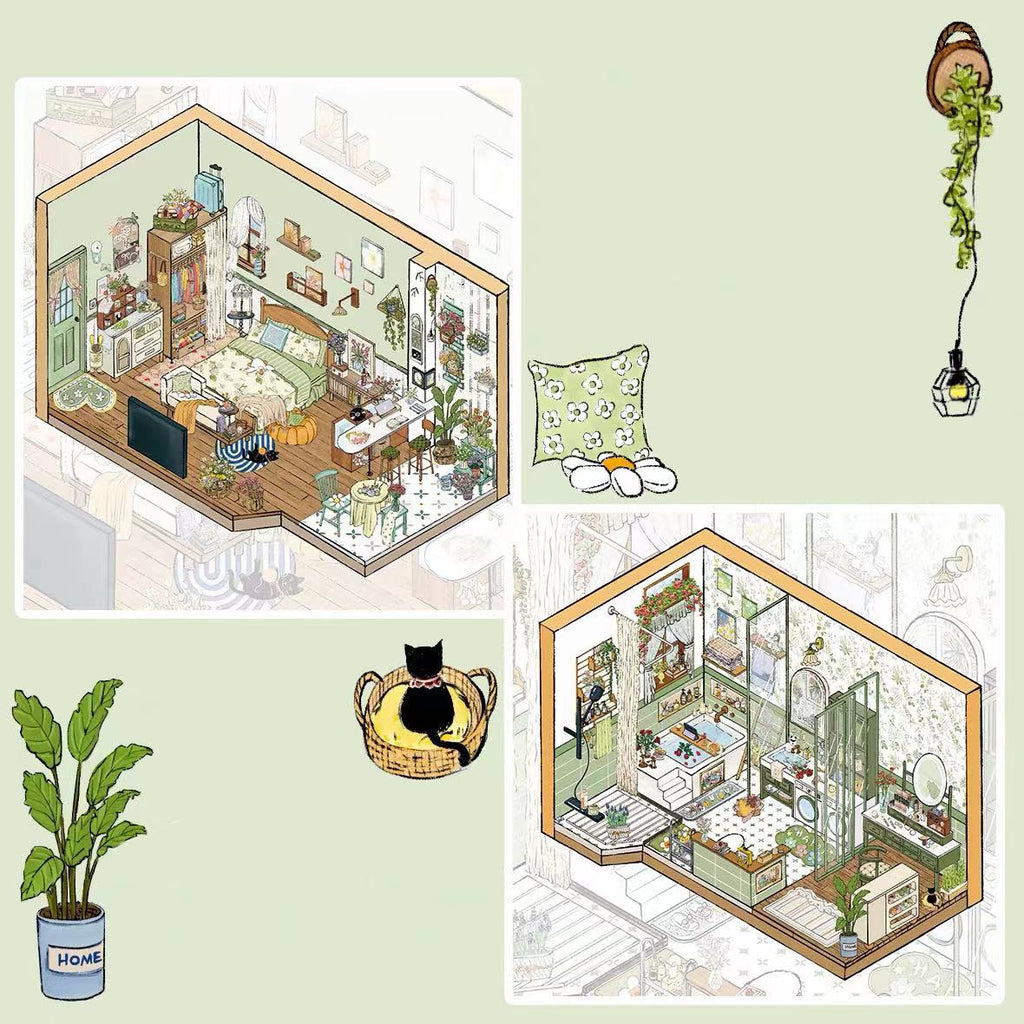 DIY Cottagecore Living 3D Sticker Scene