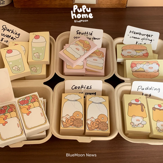 BlueMoon Cute Food-Themed Memo Paper 100PCS
