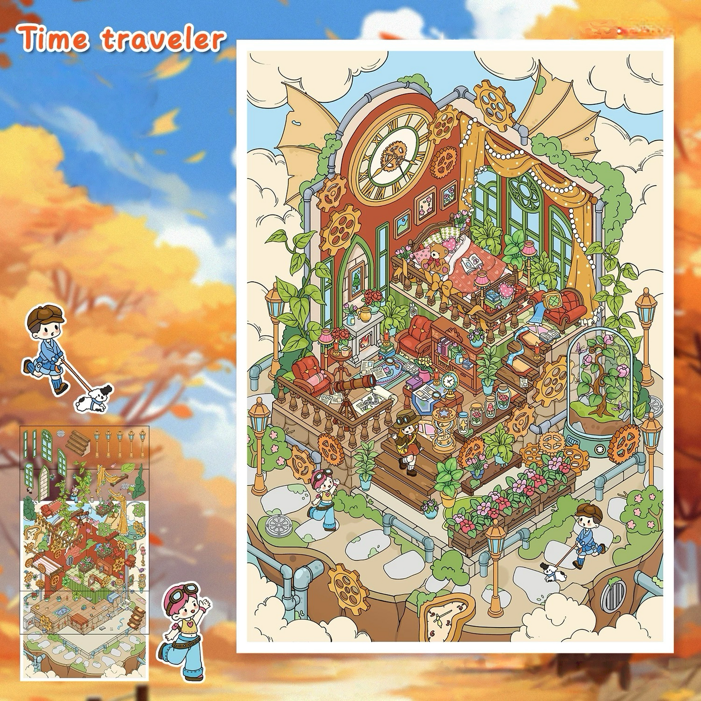 DIY Chinese Clothing Boutique Gingerbread Man Cottage 3D Stickers Scene