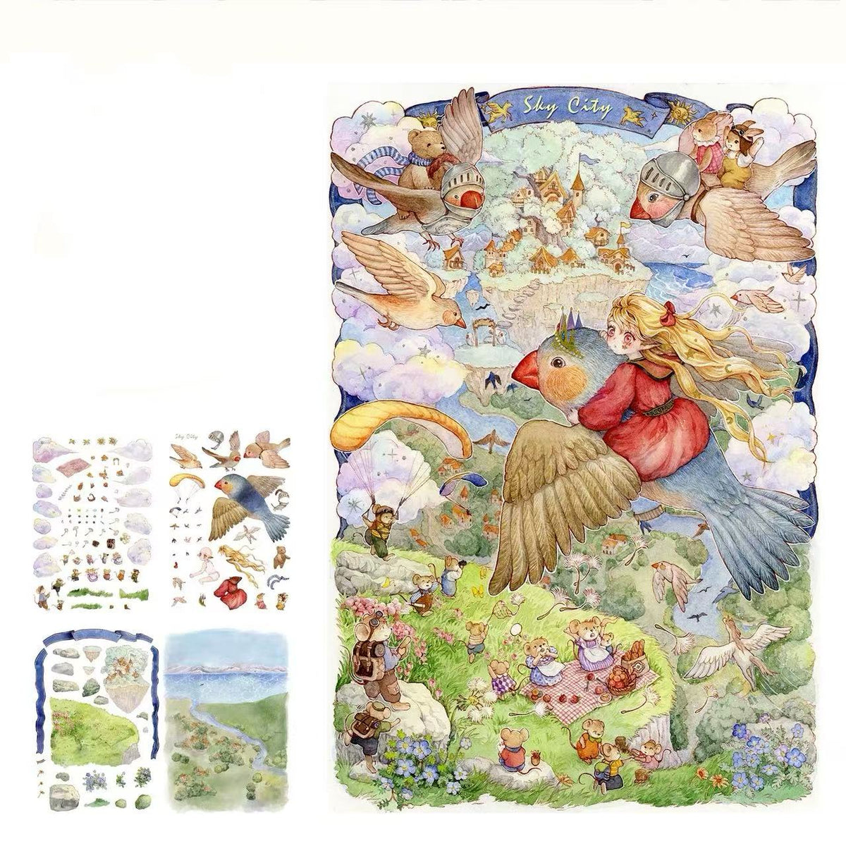 3D Landscape Stickers Bunny Spring Market Forest Concert Little Painter