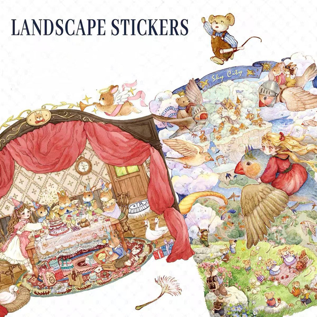 3D Landscape Stickers Bunny Spring Market Forest Concert Little Painter