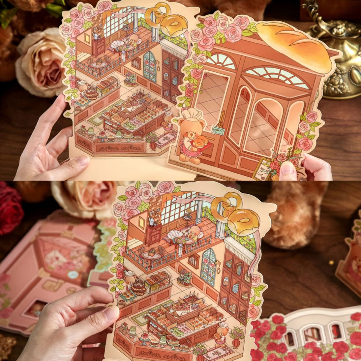 3D Miniature Scene Stickers DIY Little Bear’s Romantic Cottage Afternoon Tea