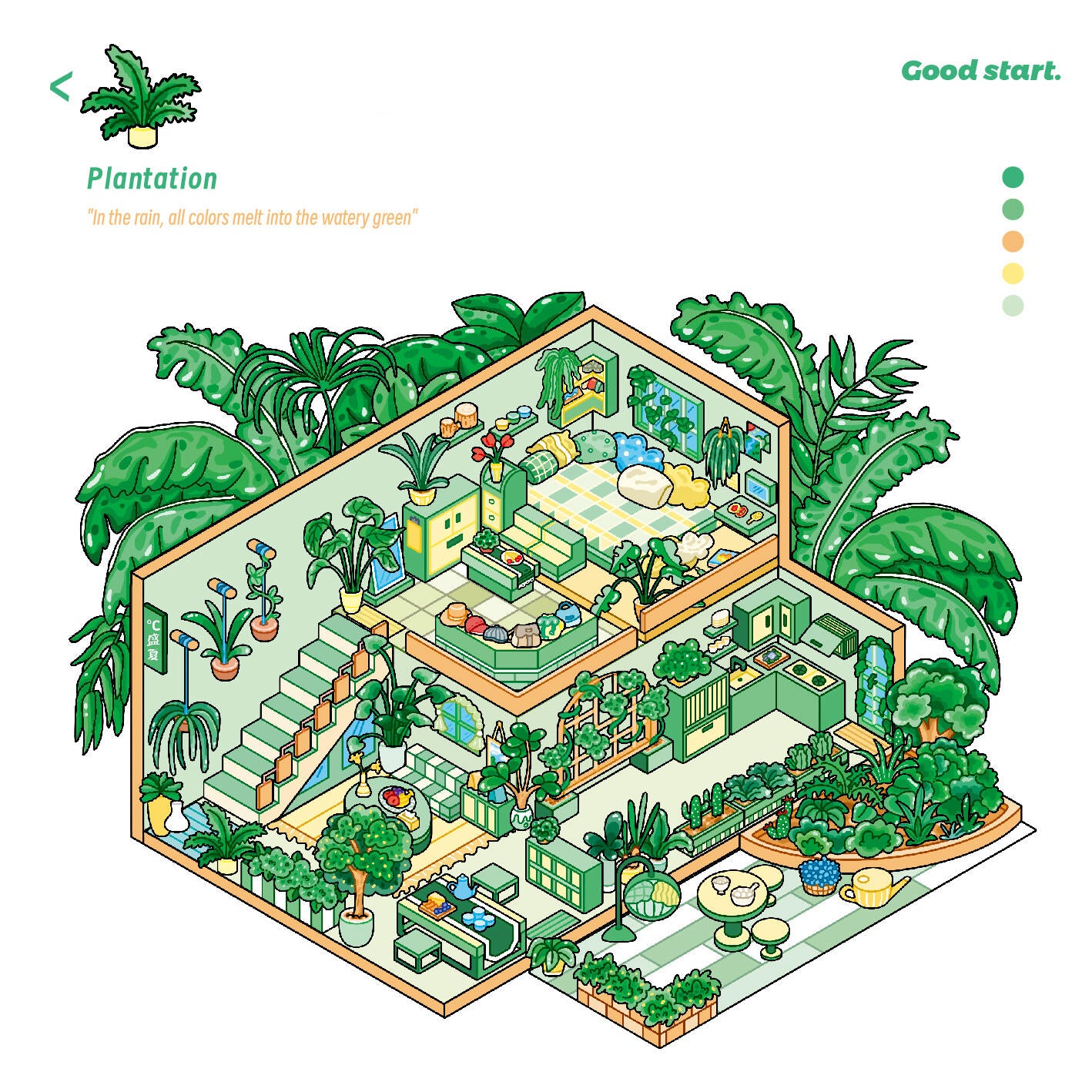 3D Green Visual Miniature Plantation Garden Painting Studio Sticker