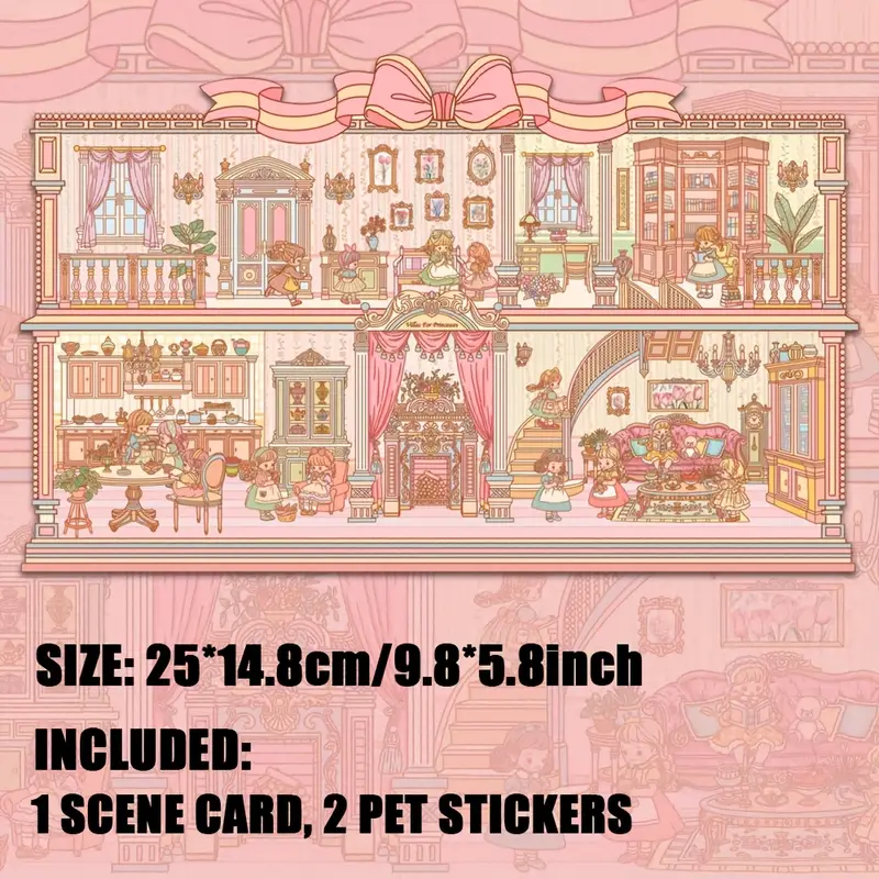 DIY Victorian Dollhouse Style Floating Island Orchard Bunny 3D Miniature Scenery Stickers