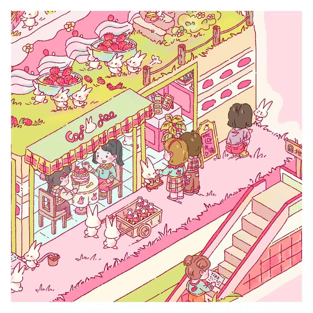 Bubble Tea Shop Tea House 3D Miniature Scene Sticker