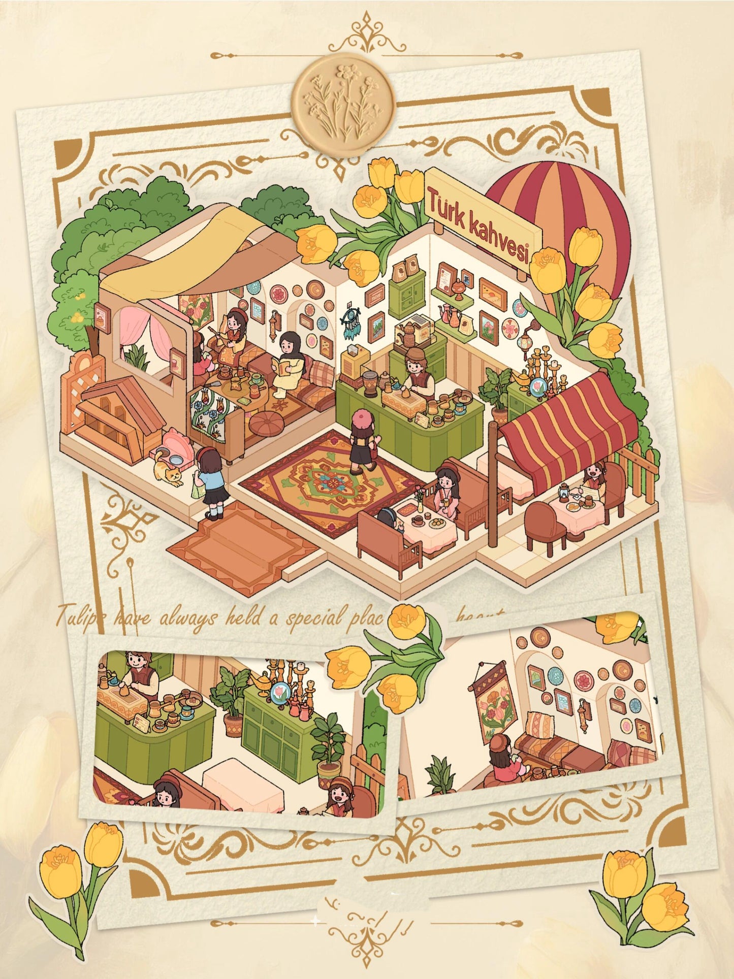 Bubble Tea Shop Tea House 3D Miniature Scene Sticker