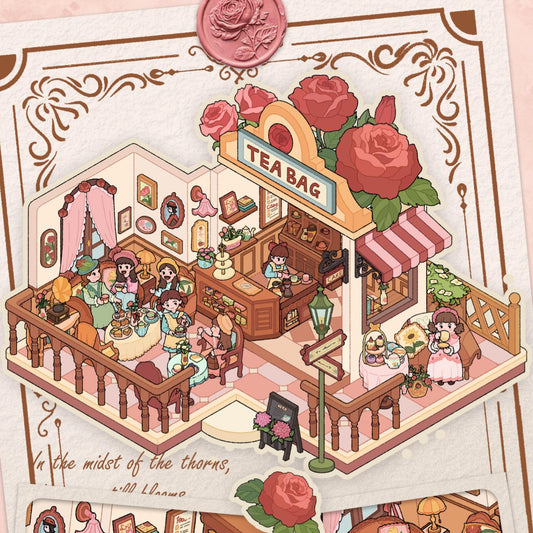 Bubble Tea Shop Tea House 3D Miniature Scene Sticker