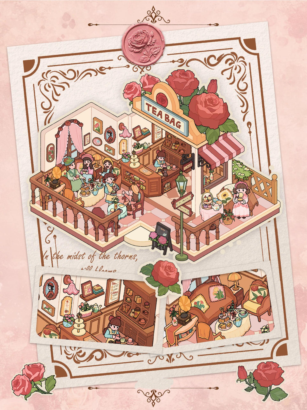 Bubble Tea Shop Tea House 3D Miniature Scene Sticker