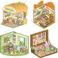 DIY 3D Dessert Shop Bakery BookStore Art Studio Miniature Scene Stickers