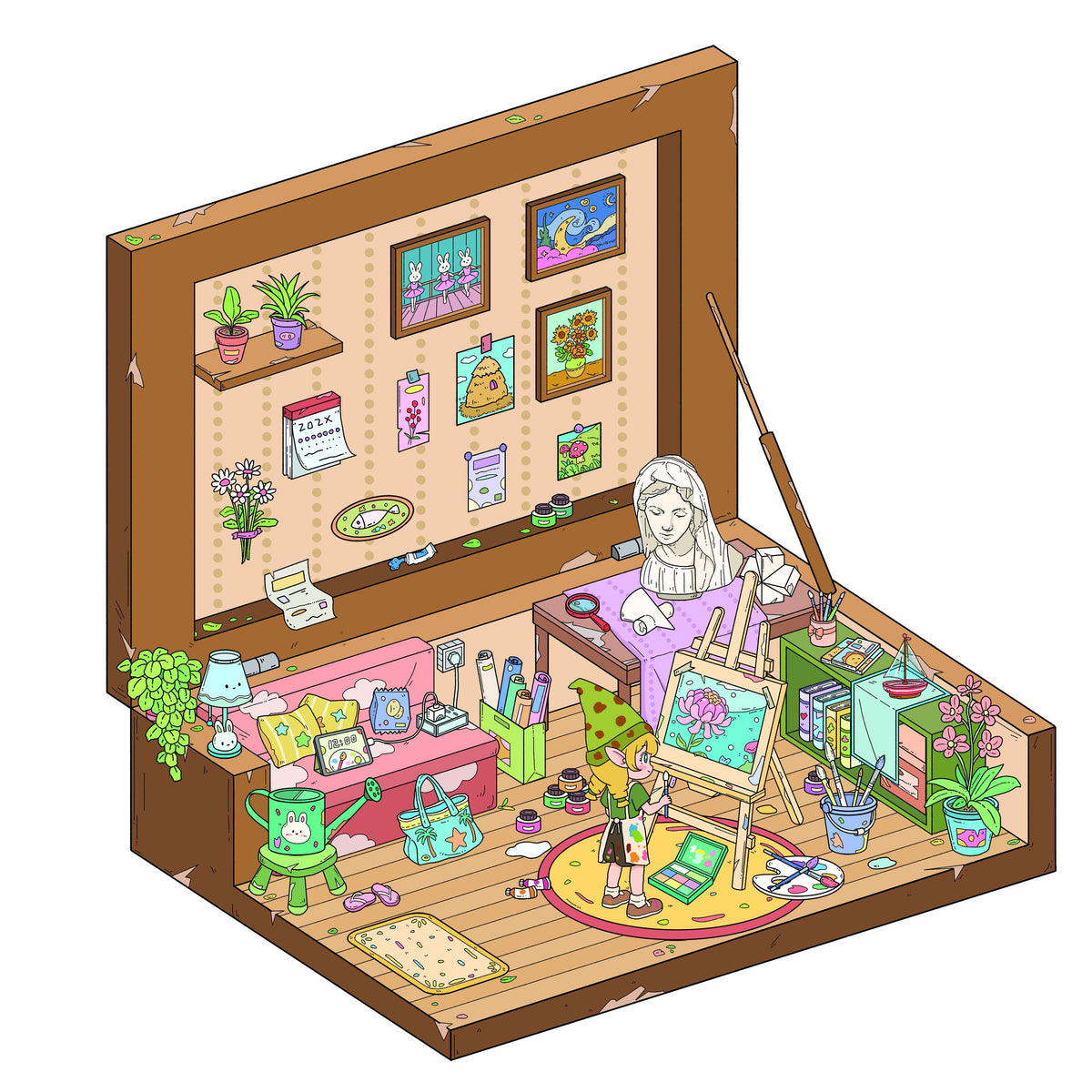 DIY 3D Dessert Shop Bakery BookStore Art Studio Miniature Scene Stickers