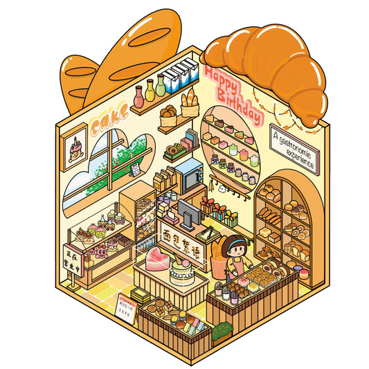 DIY 3D Dessert Shop Bakery BookStore Art Studio Miniature Scene Stickers