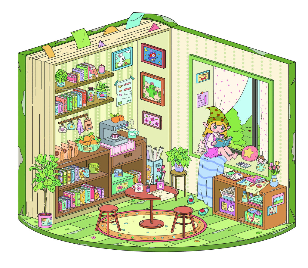 DIY 3D Dessert Shop Bakery BookStore Art Studio Miniature Scene Stickers