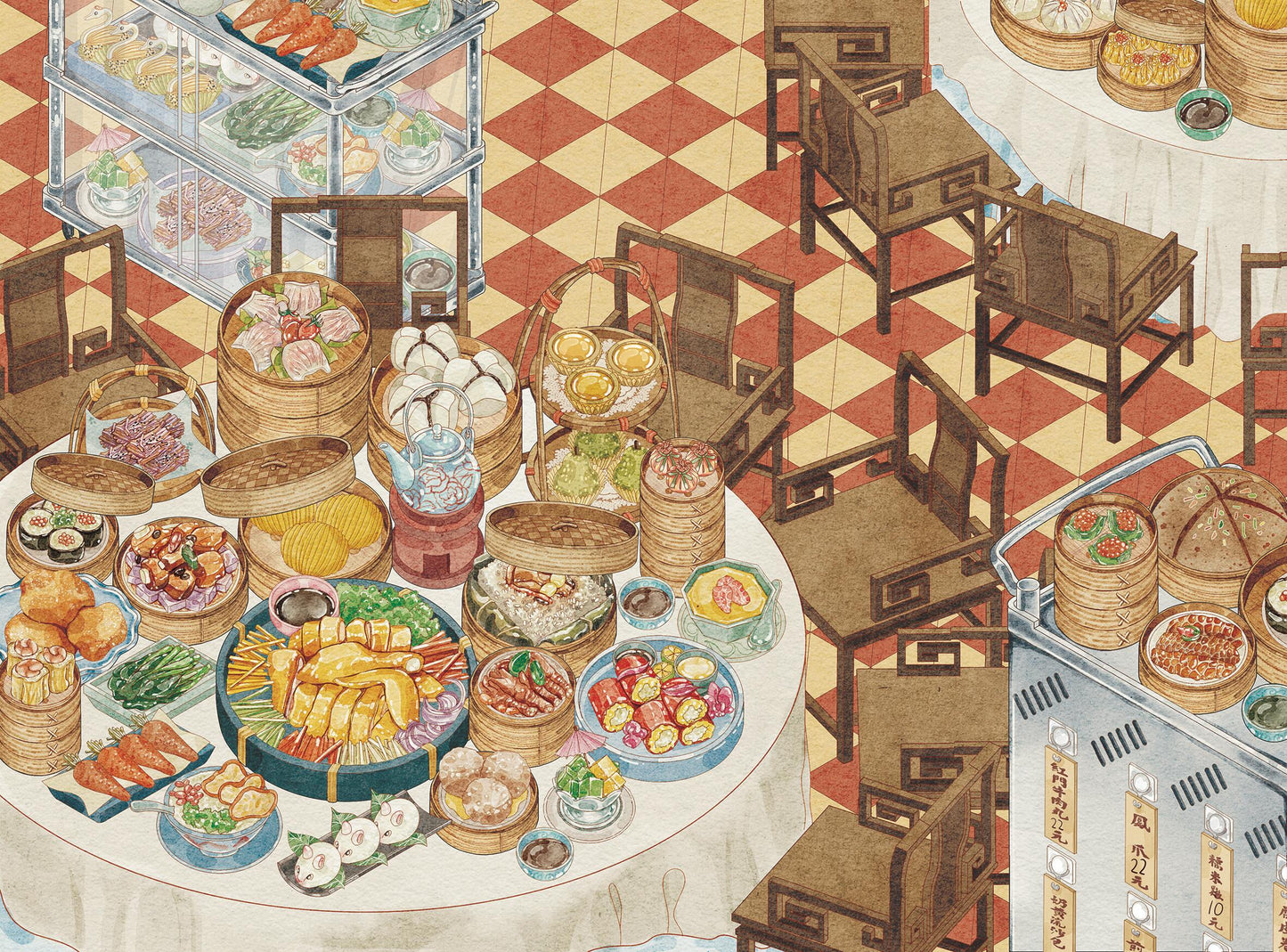 3D Scene Stickers Gourmet Feast Underwater Room Floral Whisper Villa