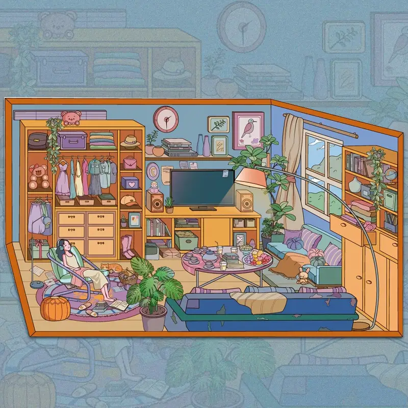 Her Cozy Home Life 3D Scene Stickers