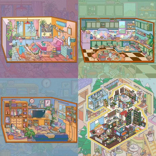 Her Cozy Home Life 3D Scene Stickers