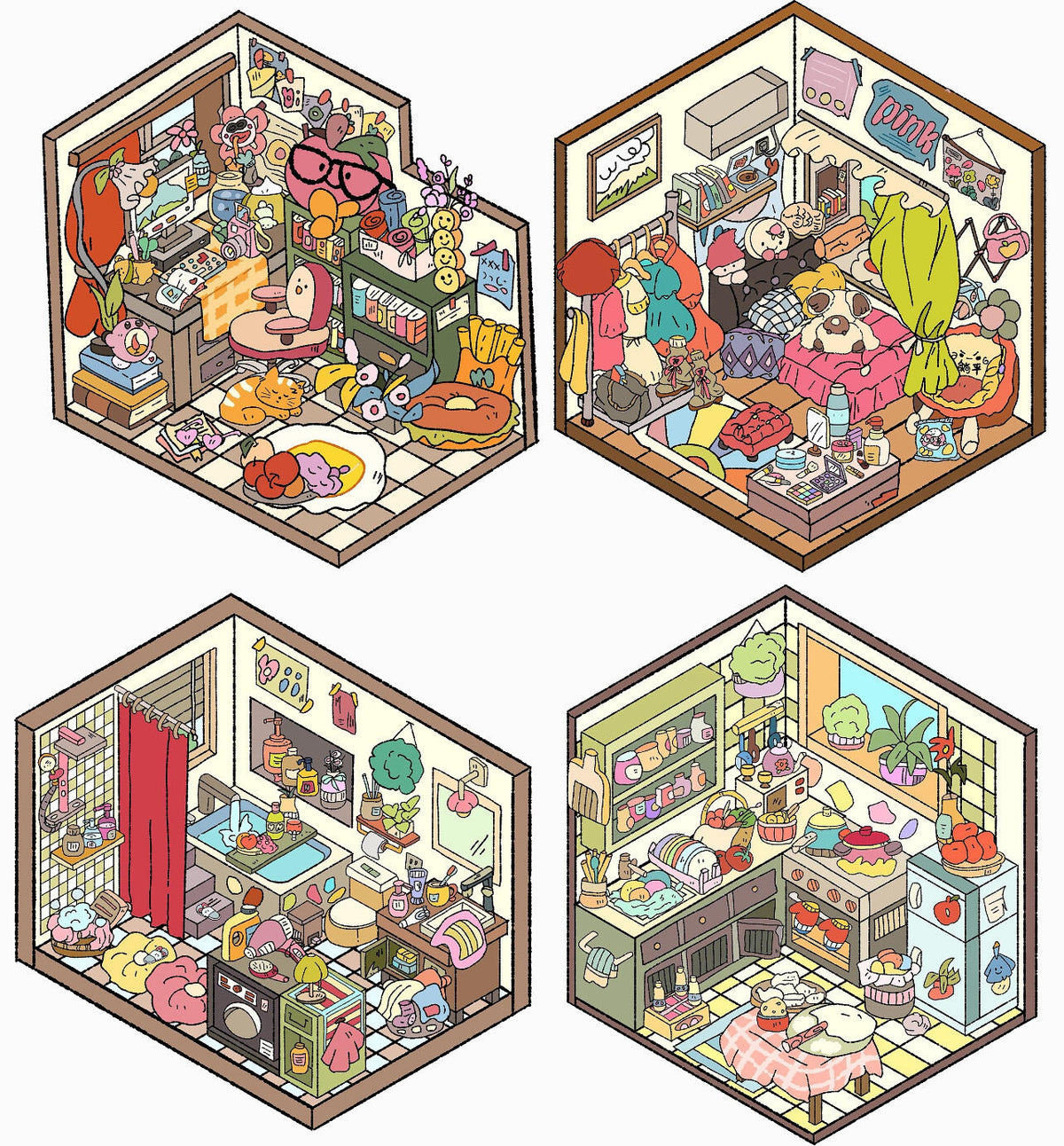 DIY Playful Study Room|Bedroom|Bathroom|Kitchen 3D Sticker Scene