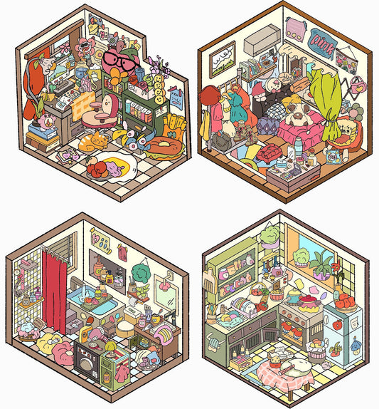 DIY Playful Study Room|Bedroom|Bathroom|Kitchen 3D Sticker Scene