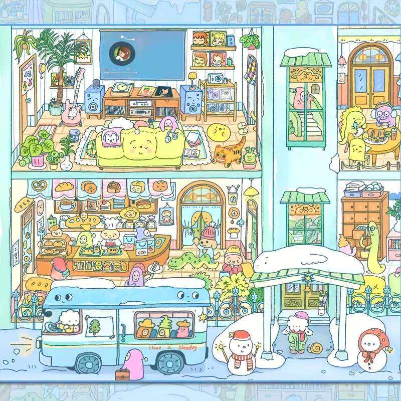 3D Landscape Sticker Monster Apartment Winter Apartment