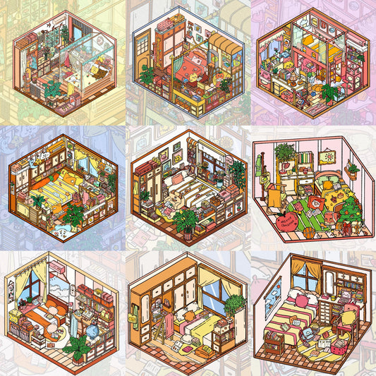 DIY 3D Landscape Sticker Cute Miniature Room Scenes
