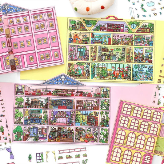 3D Landscape Sticker Pink Apartment Doll Apartment
