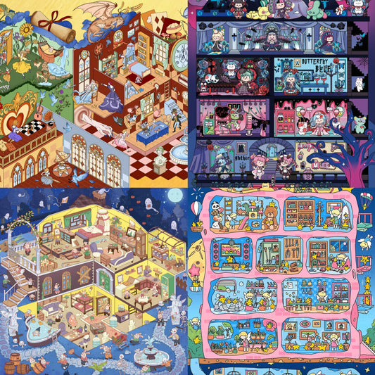 3D DIY Scene Stickers Puzzle Build Gothic Castle Night Tour Star House