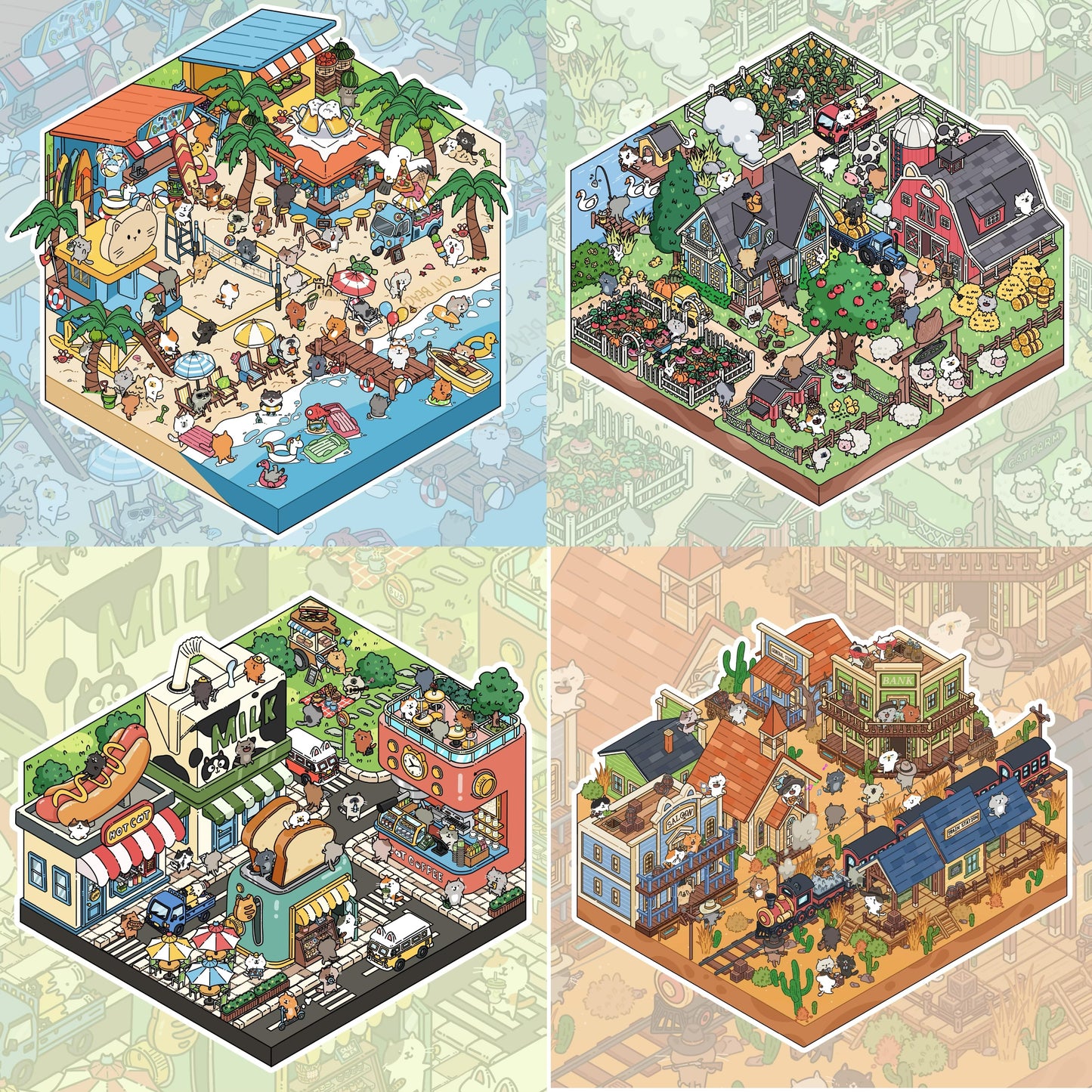 DIY Cute Cat-Themed Landscape Stickers