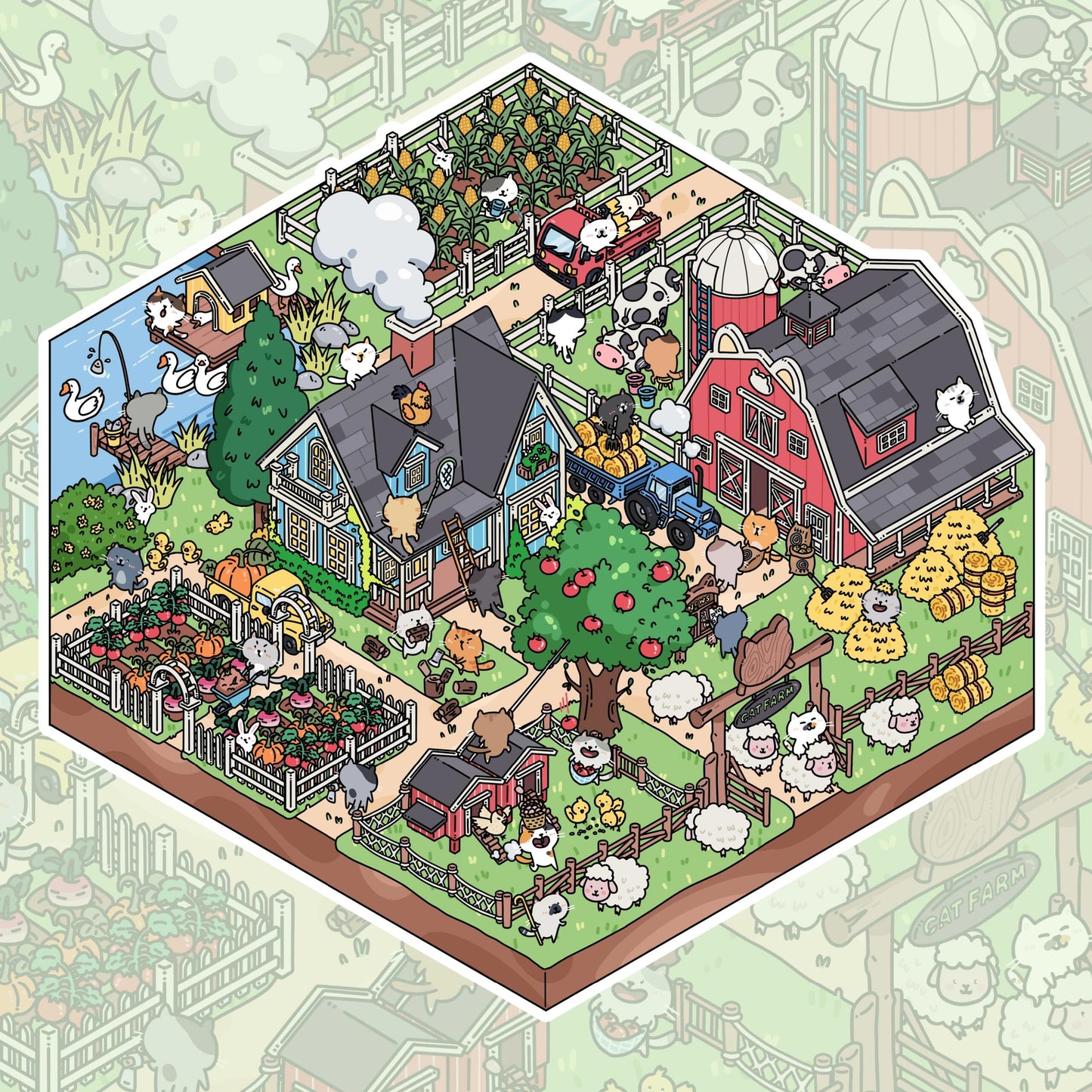 DIY Cute Cat-Themed Landscape Stickers