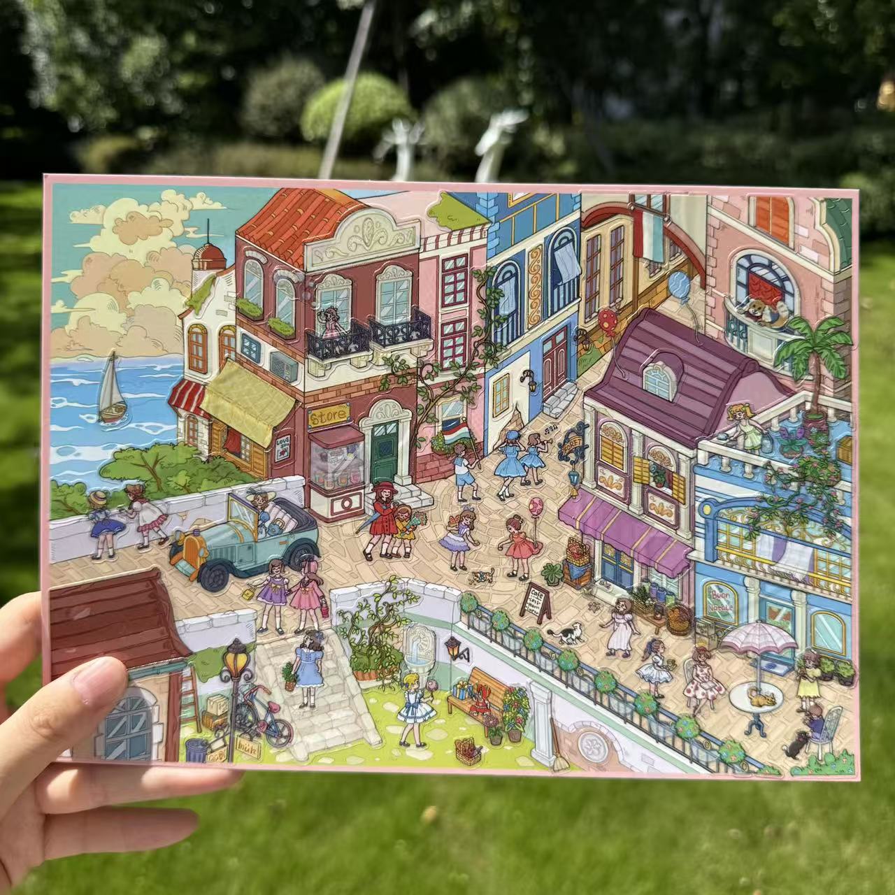 City 3D Scene Stickers Santorini Sicilian Village Rio de Janeiro Dubai