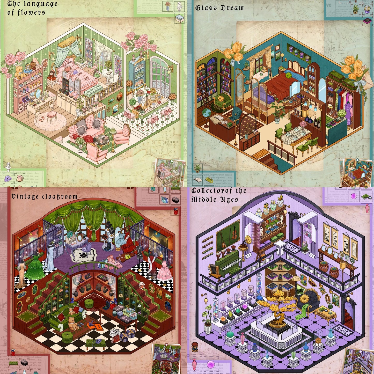 DIY 3D Sticker Vintage Cloakroom Antique Collector Floral Whisper Dream House