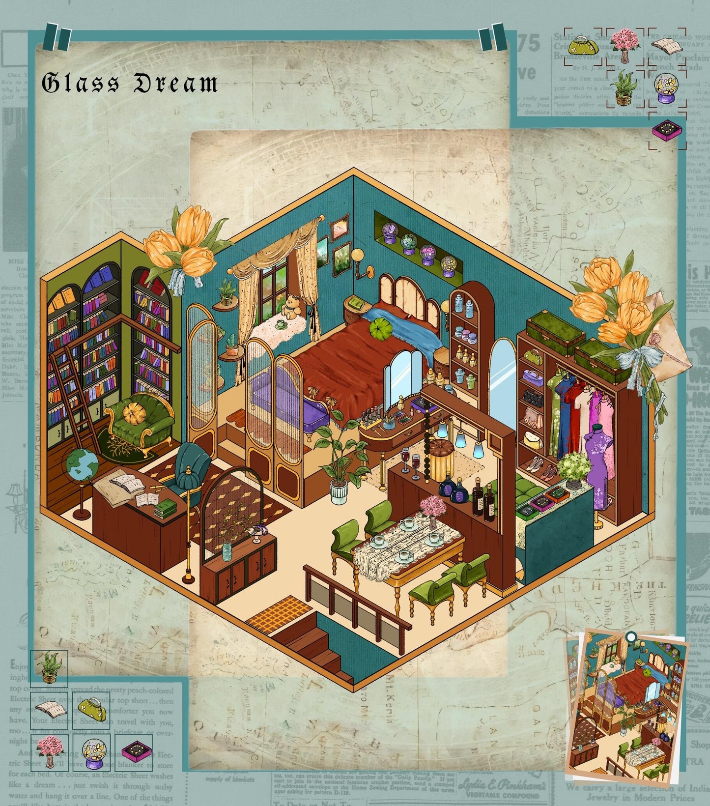 DIY 3D Sticker Vintage Cloakroom Antique Collector Floral Whisper Dream House