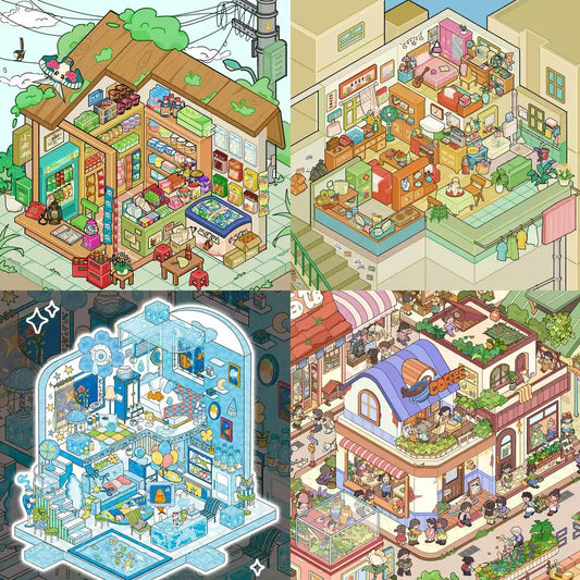 DIY Aquatic Creatures Commercial Street Convenience Store 3D House Stickers