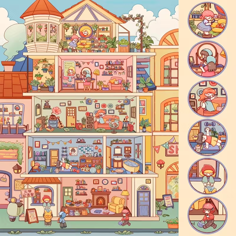 Fairy Tale Castle Bunny Dance Studio Music Festival 3D Scene Stickers