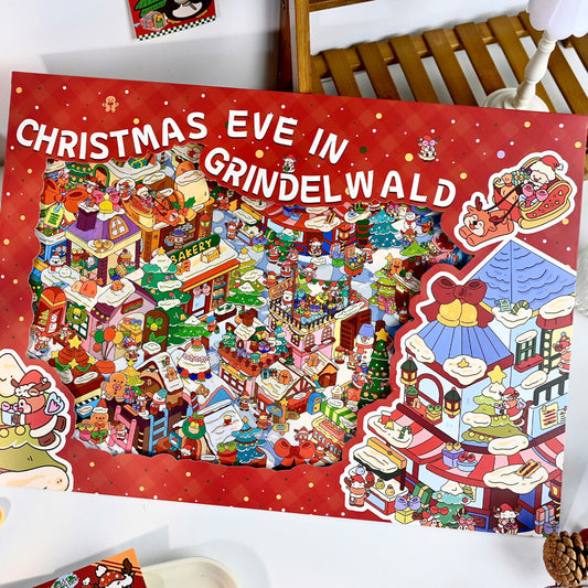 Big Size Christmas Eve 3D Landscape Sticker