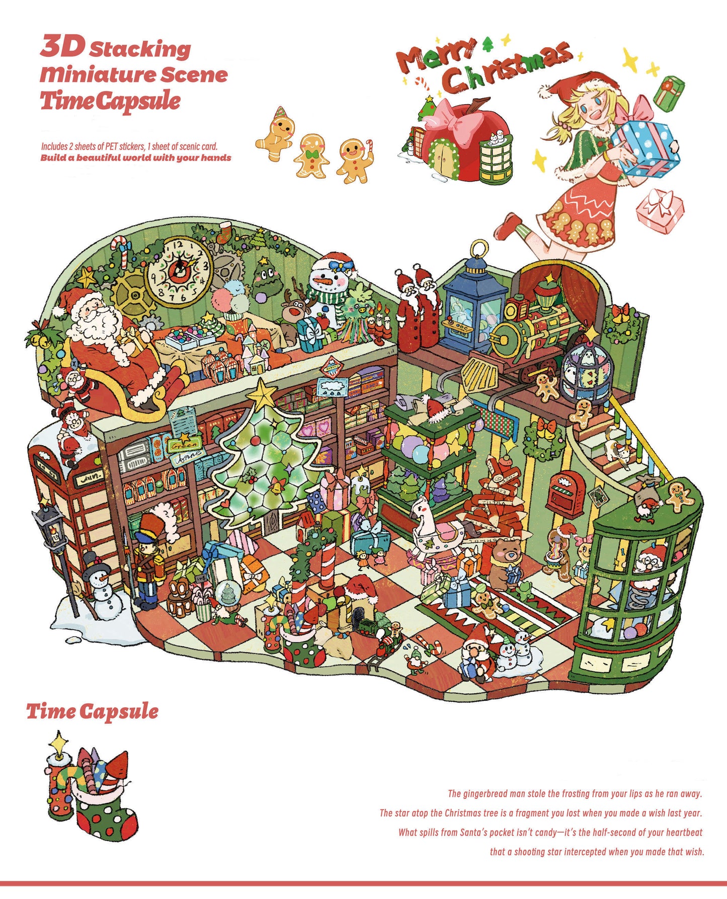 Cozy Christmas Cabin House Village Decorative Stickers Scene