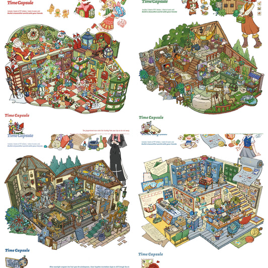 Cozy Christmas Cabin House Village Decorative Stickers Scene