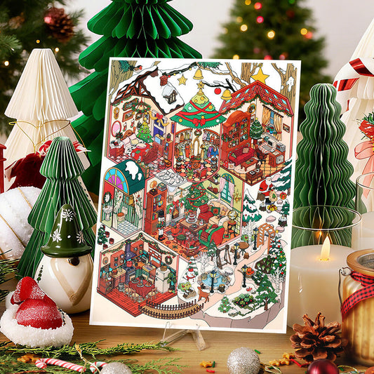 Big Size Christmas limited Edition My House Christmas Eve 3D Landscape Sticker